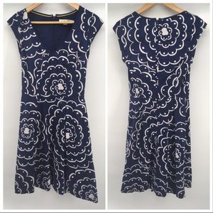 Boden | Navy Blue and White Floral Dress 2R